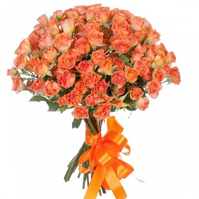 Букет из 19 кустовых оранжевых роз