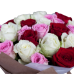 25 Роз микс в белой шляпной коробке №43
