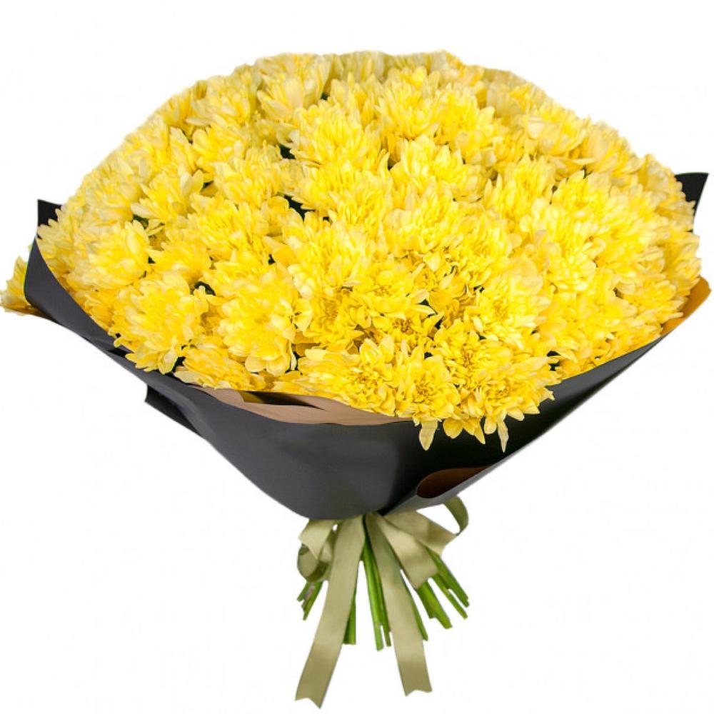 Букет с желтой кустовой хризантемой