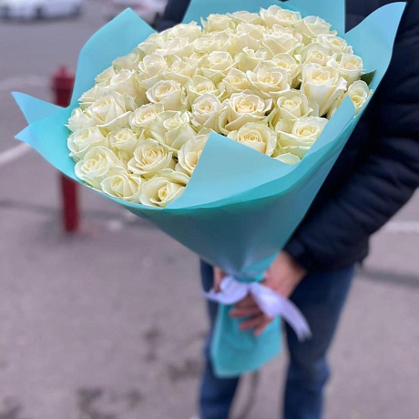 Букет из 51 белой розы - Премиум - Фото 3
