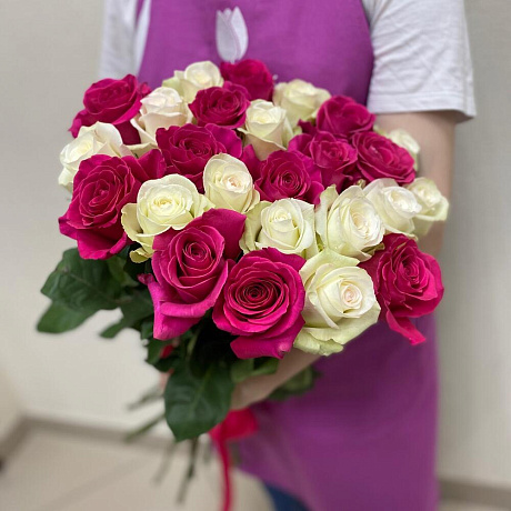 Букет из 25 роз микс №160 - Фото 5