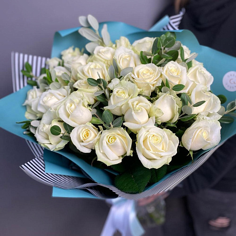 Букет из белых Роз и оливы - Фото 3