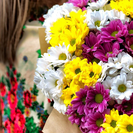 Букет из кустовых хризантем - Фото 4