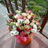 Коробка из кустовой розы и эустомы - Фото 4