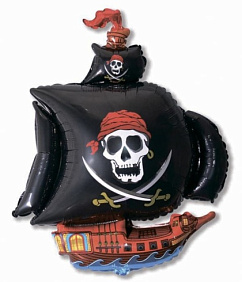 Фигура шар "Пиратский корабль" черный 104 см