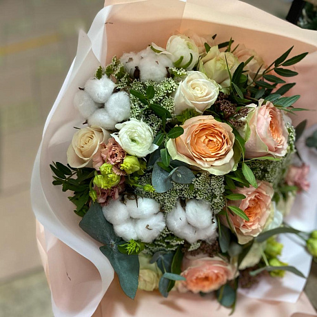 Букет цветов «крем - карамель» - Фото 2