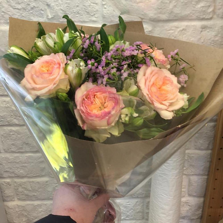 Букет розы и альстромерии - Фото 2