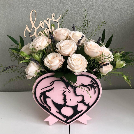 Цветы в коробке нежное послание любви с пионовидной розой - Фото 4
