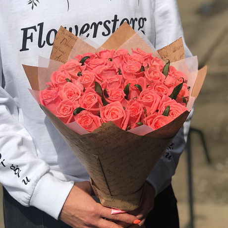 Розы. Букет из 29 роз. N509 - Фото 4