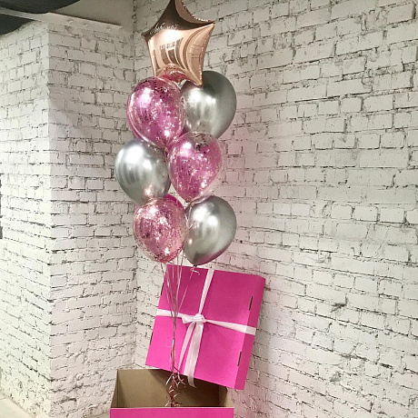 Розовая коробка с фонтаном и индивидуальной надписью - Фото 4