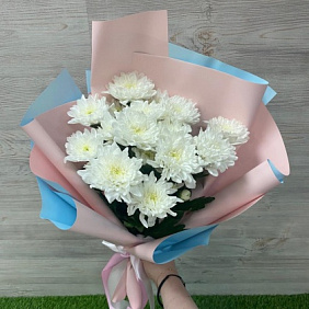 Букет из белых хризантем №166