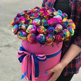 Букет цветов "Радуга в коробке" №160