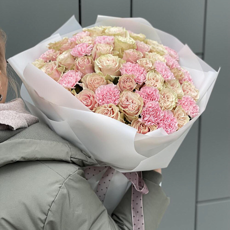 Букет Летуаль из роз и диантуса - Фото 6