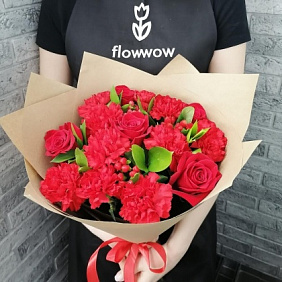 Букет цветов "Красный бархат" №160