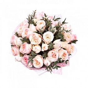Букет из 35 пионовидных роз Джульетта и Пинк Охара