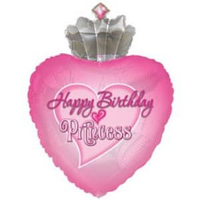 Фигура шар "Сердце и Корона для принцессы Happy Birthday" 76 см