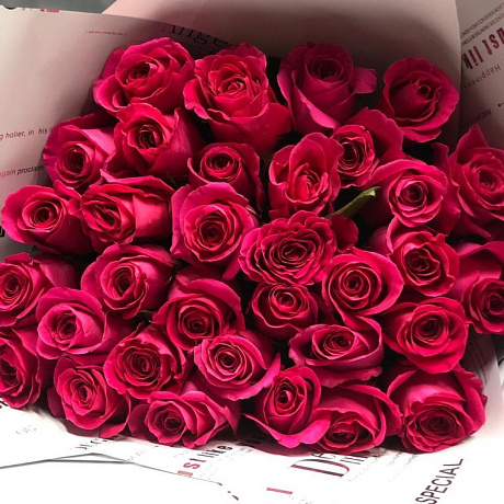 35 розовых роз Премиум - Фото 2
