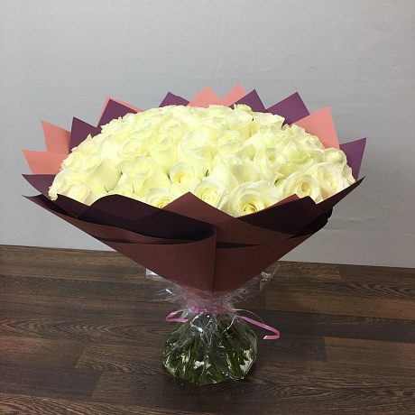 Букет из 51 белой розы №2 - Фото 4