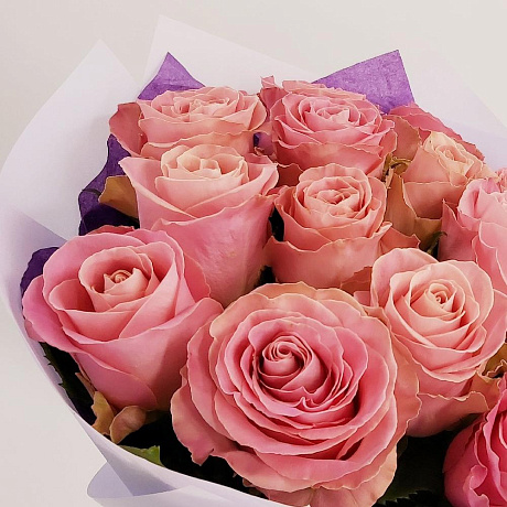 Букет из 15 розовых роз №160 - Фото 4