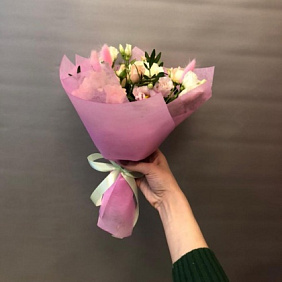 Букет цветов "Розовый комплимент" №163