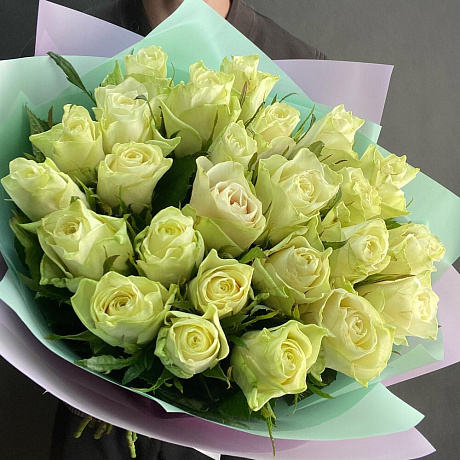 25 белых кенийских роз - Фото 5