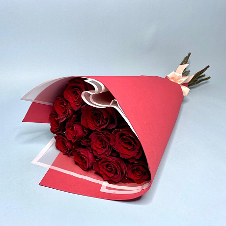 11 Шикарных бордовых роз (70см) - Фото 4