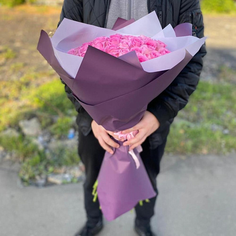 Букет из 51 розовой розы - Премиум - Фото 2