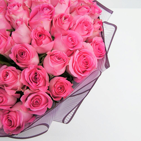 Букет 51 розовых роз (40см) - Фото 4