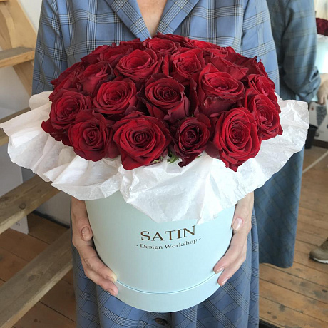 Розы красные в шляпной коробке - Фото 2