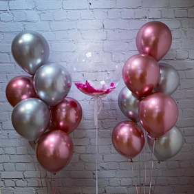 Шары Хром серебро и розовый