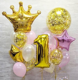 Композиция из шаров "На годик с короной"