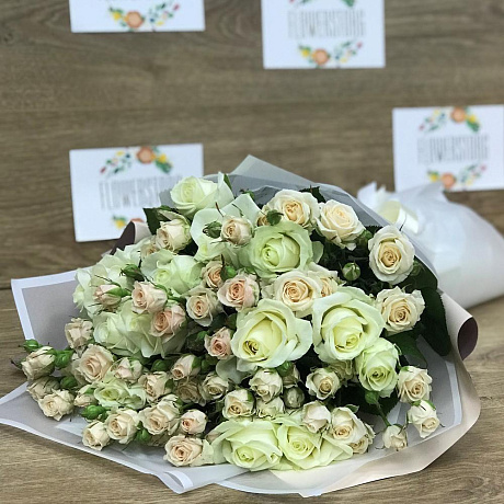 Кустовые розы. монобукет. N384 - Фото 6