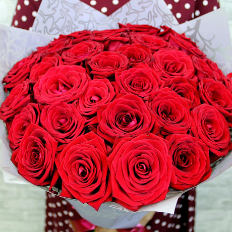 Букет РУБИНОВЫЕ УКРАШЕНИЯ из 35 красных роз - Фото 5