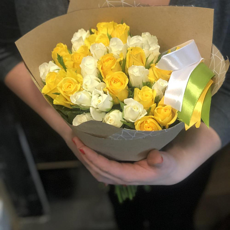 Букет цветов Солнце на снегу - Фото 3