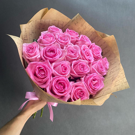 Букет из роз 19 pink roses - Фото 4