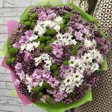 Охапка хризантем №160 - Фото 3