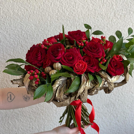 Букет на каркасе ручной работы в форме «лодочка» - Фото 3