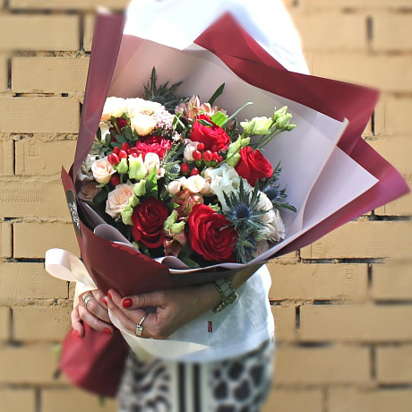 Букет цветов Бордовый Дуэт - Фото 2