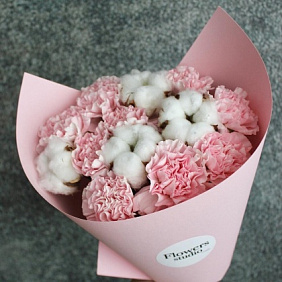 Розовый букет с хлопком №160
