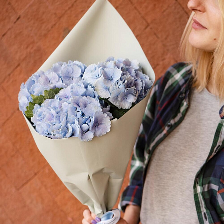 Букет из 3 голубых гортензий - Фото 2
