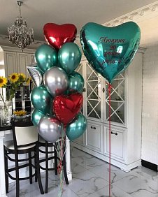 Композиция из шаров "Бирюзовое сердце"