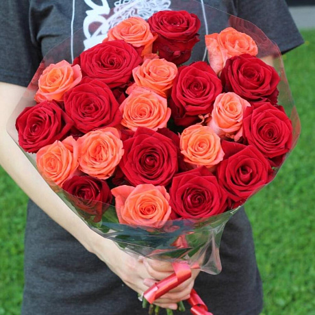 Букет из 21 микс роз - Фото 3