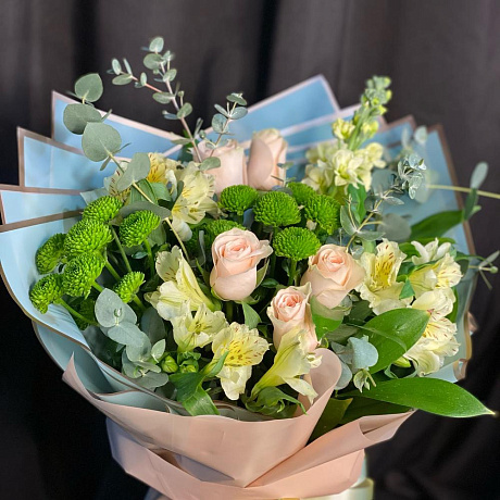Букет цветов Зеленорозовое вдохновение - Фото 4
