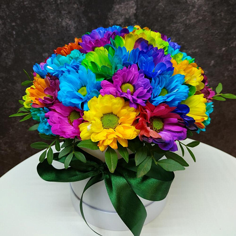 Букет цветов Chrysanthemus Rainbow Box - Фото 2