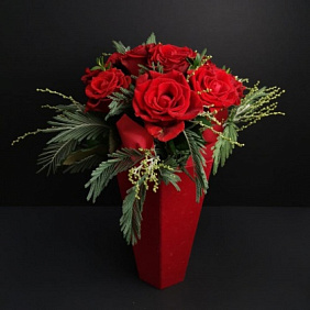 Букет цветов "Красный бархат" №163