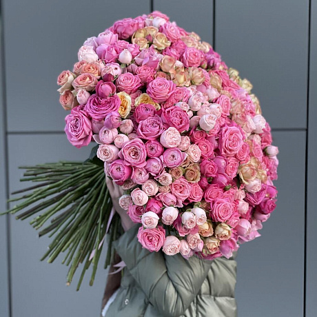 Букет Восхищение из 101 кустовой розы - Фото 4