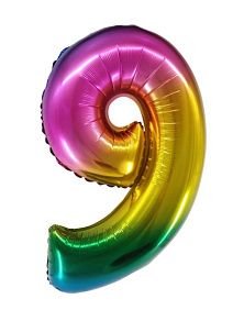 Шар "Цифра 9" Радужный, Градиент