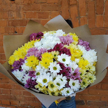 Букет из хризантем Радужный микс - Фото 2