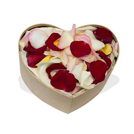Лепестки роз в коробке сердцем - Фото 3