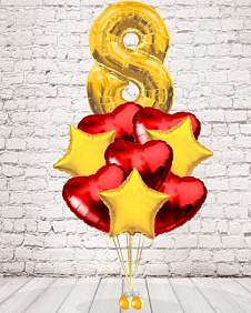 Композиция из шаров "С 8 марта!" Красное Золото